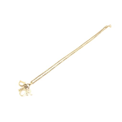 Christian Dior - Vintage Gold Plated Logo Charm Necklace - Image 5
