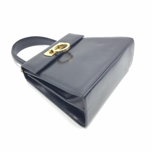 Salvatore Ferragamo - Black Leather Gancini Top Handle Handbag - Image 5