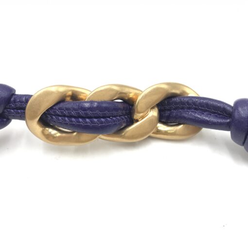 Bottega Veneta - Navy Lambskin Keychain With Gold Accents - Image 6