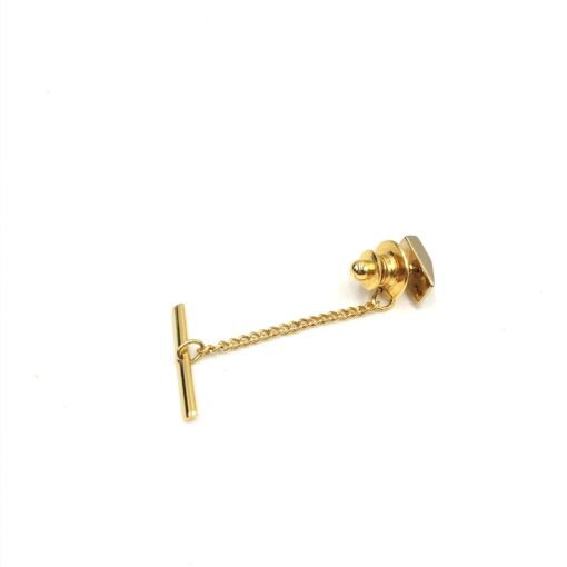 Christian Dior - Gold Tone Tie Tac With Chain - Image 6