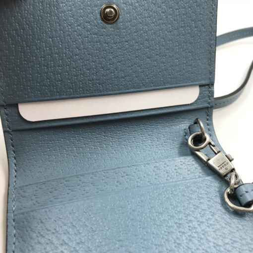 Gucci - Light blue leather pass case with strap - Image 6