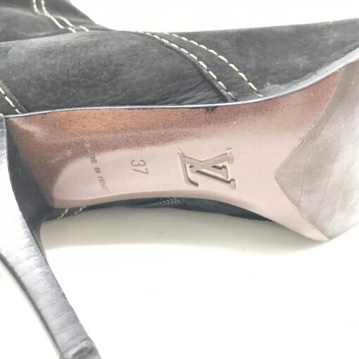 Louis Vuitton - Black Suede Leather High Heel Boots - Image 7
