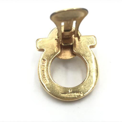 Salvatore Ferragamo - Gold plated Gancini faux pearl clip ons Earrings - Image 7