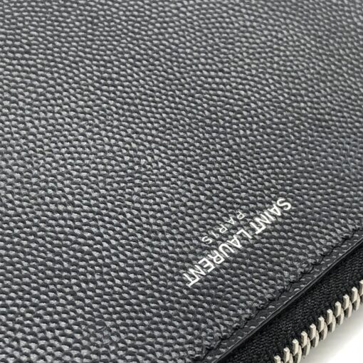 Yves Saint Laurent - Black leather zip portfolio clutch - Image 7