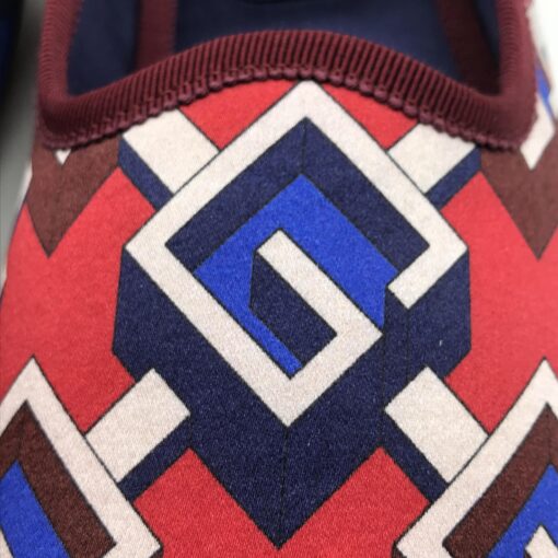 Gucci - Voyage Eco Satin Red Blue Geometric Slippers Shoes - Image 7