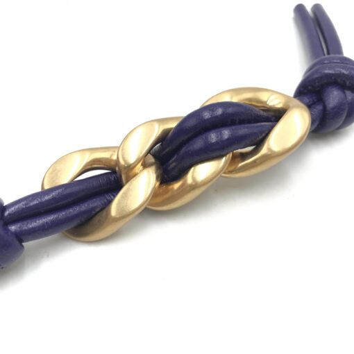 Bottega Veneta - Navy Lambskin Keychain With Gold Accents - Image 7