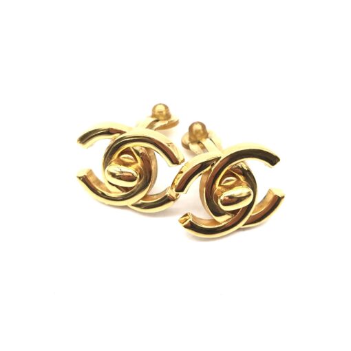 Chanel - Gold PLated CC Turnlock Clip-On Earrings - Image 7