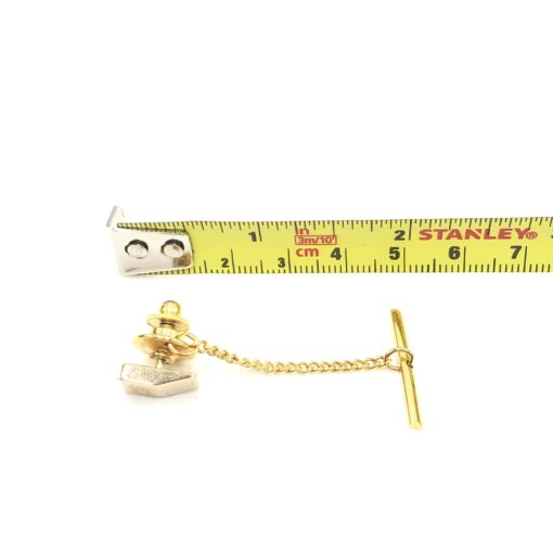 Christian Dior - Gold Tone Tie Tac With Chain - Image 7