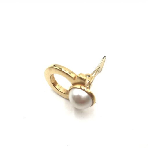 Salvatore Ferragamo - Gold plated Gancini faux pearl clip ons Earrings - Image 8