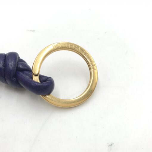 Bottega Veneta - Navy Lambskin Keychain With Gold Accents - Image 8