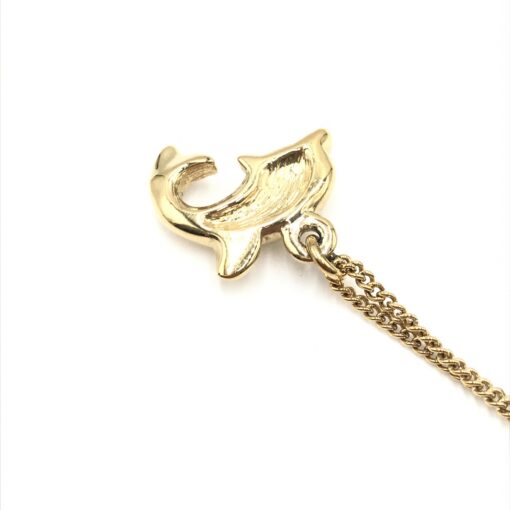Christian Dior - Dolphin Motif Rhinestone Gold Plated Necklace - Image 8
