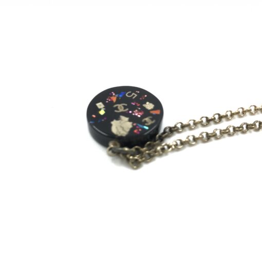 Chanel - Coco Mark Mademoiselle Camellia Flower Round Hologram Black Necklace - Image 8