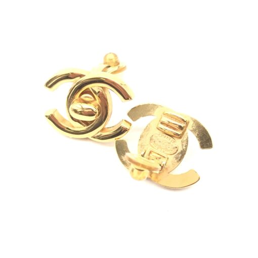 Chanel - Gold PLated CC Turnlock Clip-On Earrings - Image 8
