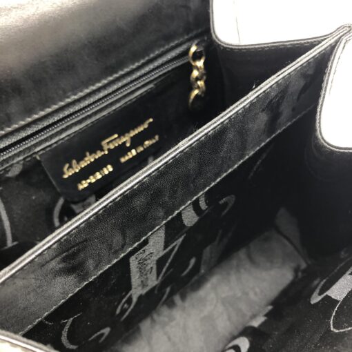 Salvatore Ferragamo - Black Leather Gancini Top Handle Handbag - Image 8