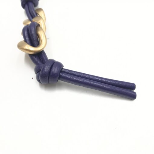 Bottega Veneta - Navy Lambskin Keychain With Gold Accents - Image 9