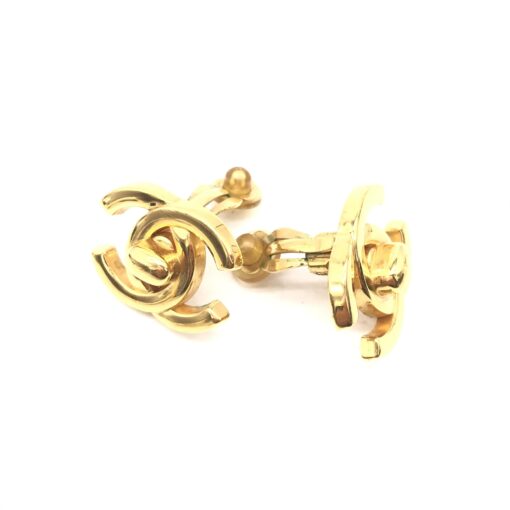 Chanel - Gold PLated CC Turnlock Clip-On Earrings - Image 9
