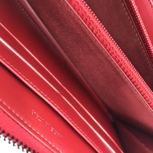 Chanel - Red Chevron Quilted Leather Zip Wallet - Image 9