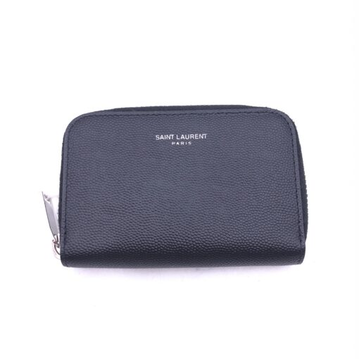 Yves Saint Laurent - Black grainy leather zip coin purse