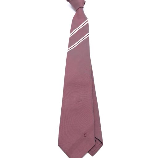 Louis Vuitton - Pink Silk Embroidered Logo Tie - Image 10
