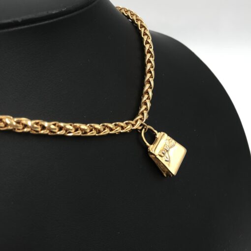 Fendi - Gold Plated Chain Necklace With Padlock Charm - Image 10