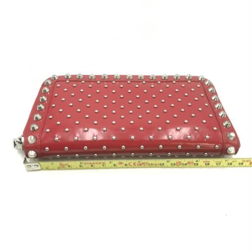 Prada - Red Studded Leather Zip Wallet - Image 11