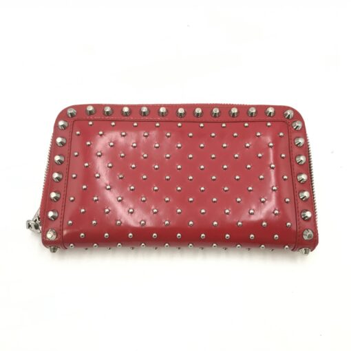 Prada - Red Studded Leather Zip Wallet - Image 2