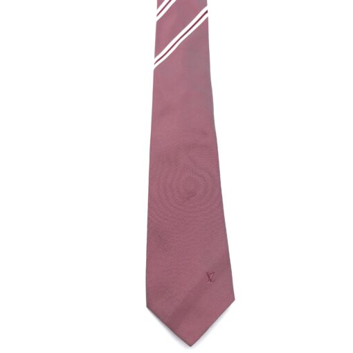 Louis Vuitton - Pink Silk Embroidered Logo Tie - Image 2