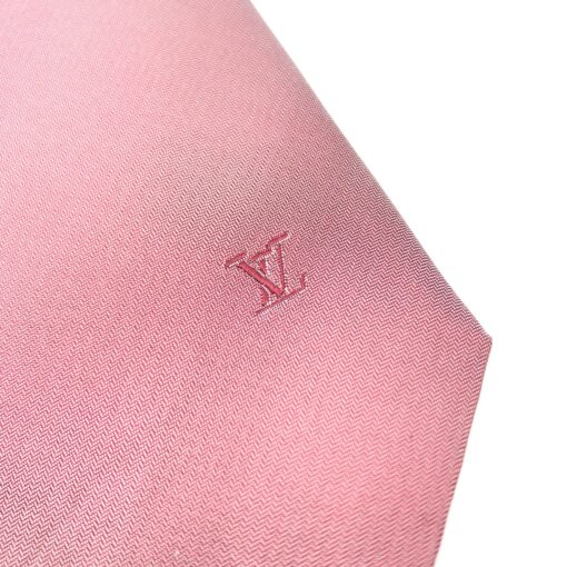 Louis Vuitton - Pink Silk Embroidered Logo Tie - Image 3