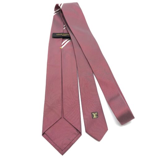 Louis Vuitton - Pink Silk Embroidered Logo Tie - Image 5