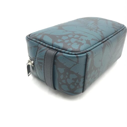Yves Saint Laurent - Blue Black Leaves Canvas Toiletry Handbag - Image 6