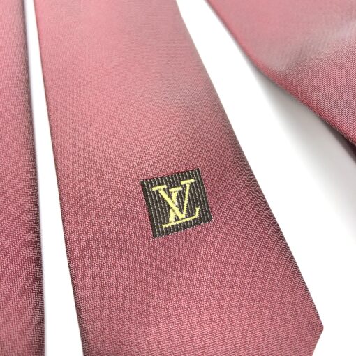 Louis Vuitton - Pink Silk Embroidered Logo Tie - Image 6