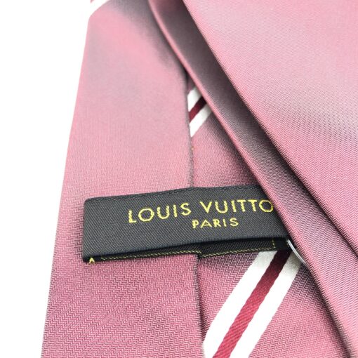 Louis Vuitton - Pink Silk Embroidered Logo Tie - Image 7