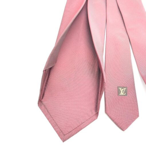 Louis Vuitton - Pink Silk Embroidered Logo Tie - Image 8