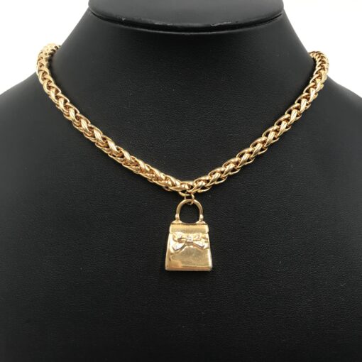 Fendi - Gold Plated Chain Necklace With Padlock Charm - Image 8