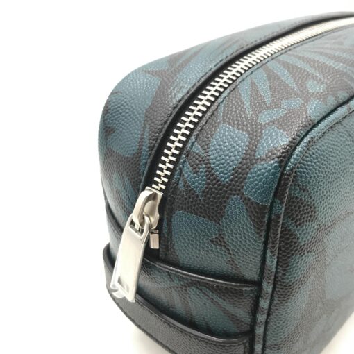 Yves Saint Laurent - Blue Black Leaves Canvas Toiletry Handbag - Image 9