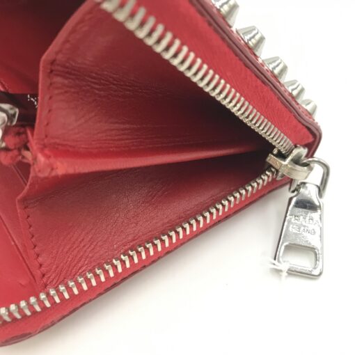 Prada - Red Studded Leather Zip Wallet - Image 9