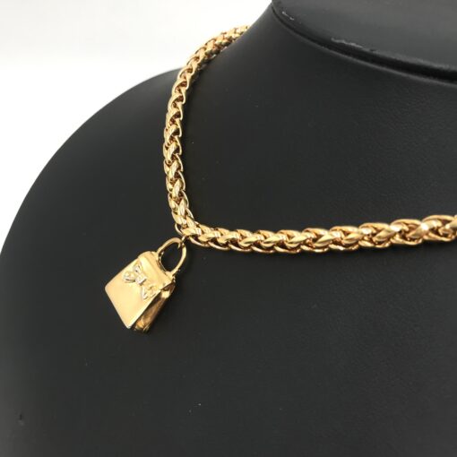 Fendi - Gold Plated Chain Necklace With Padlock Charm - Image 9