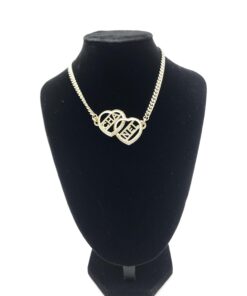 Chanel - Gold tone Heart Choker Necklace With Logo