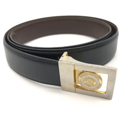 Chanel - Black Leather Belt  Size 42/105cm