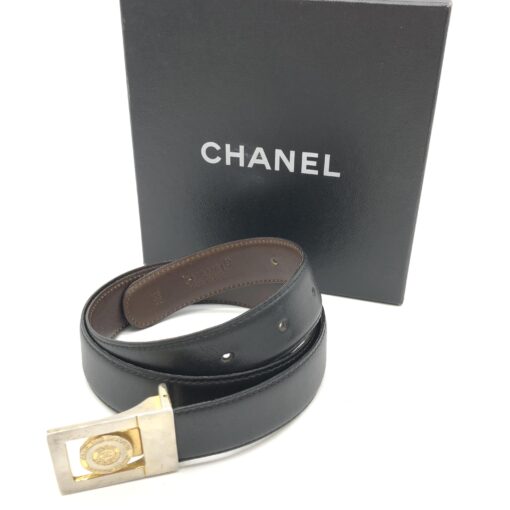 Chanel - Black Leather Belt  Size 42/105cm - Image 10