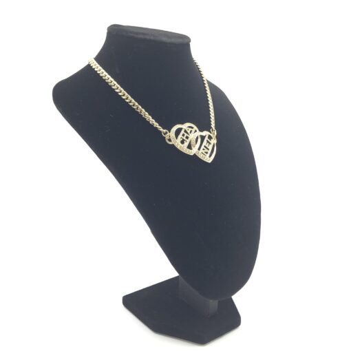 Chanel - Gold tone Heart Choker Necklace With Logo - Image 2