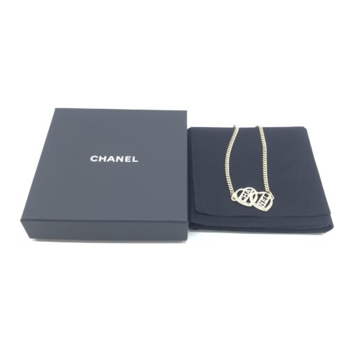 Chanel - Gold tone Heart Choker Necklace With Logo - Image 4