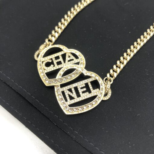 Chanel - Gold tone Heart Choker Necklace With Logo - Image 5