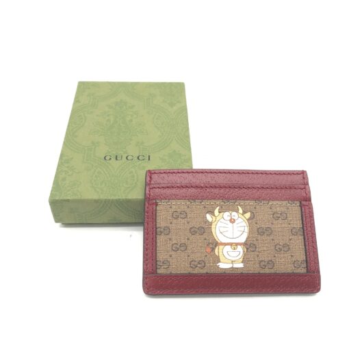 Gucci - GG Supreme Card Case In Burgundy - Image 9