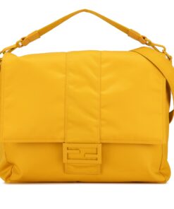 Fendi - Yellow Nylon Messenger Bag With Flap